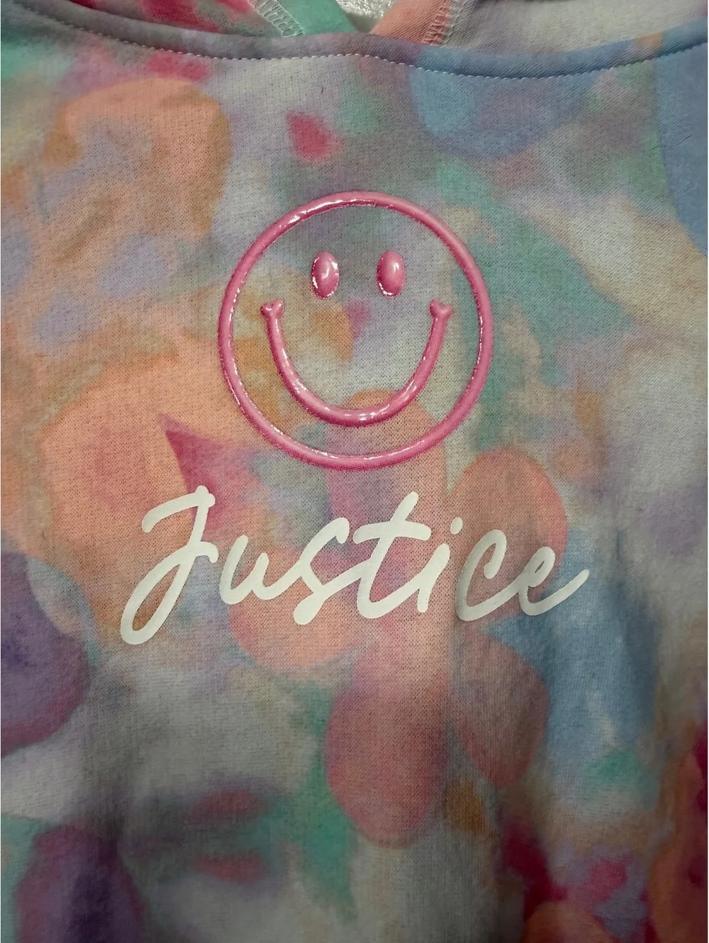 Justice Girls Tie Dyed Hippie Smiley Face Hoodie size large 12/14